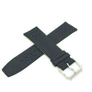 Men's Watch Band Replacement Black Leather Canvas Strap 20mm Lug 7.5'' (…